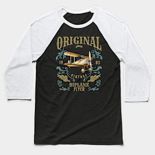 Vintage Biplane Flyer Baseball T-Shirt